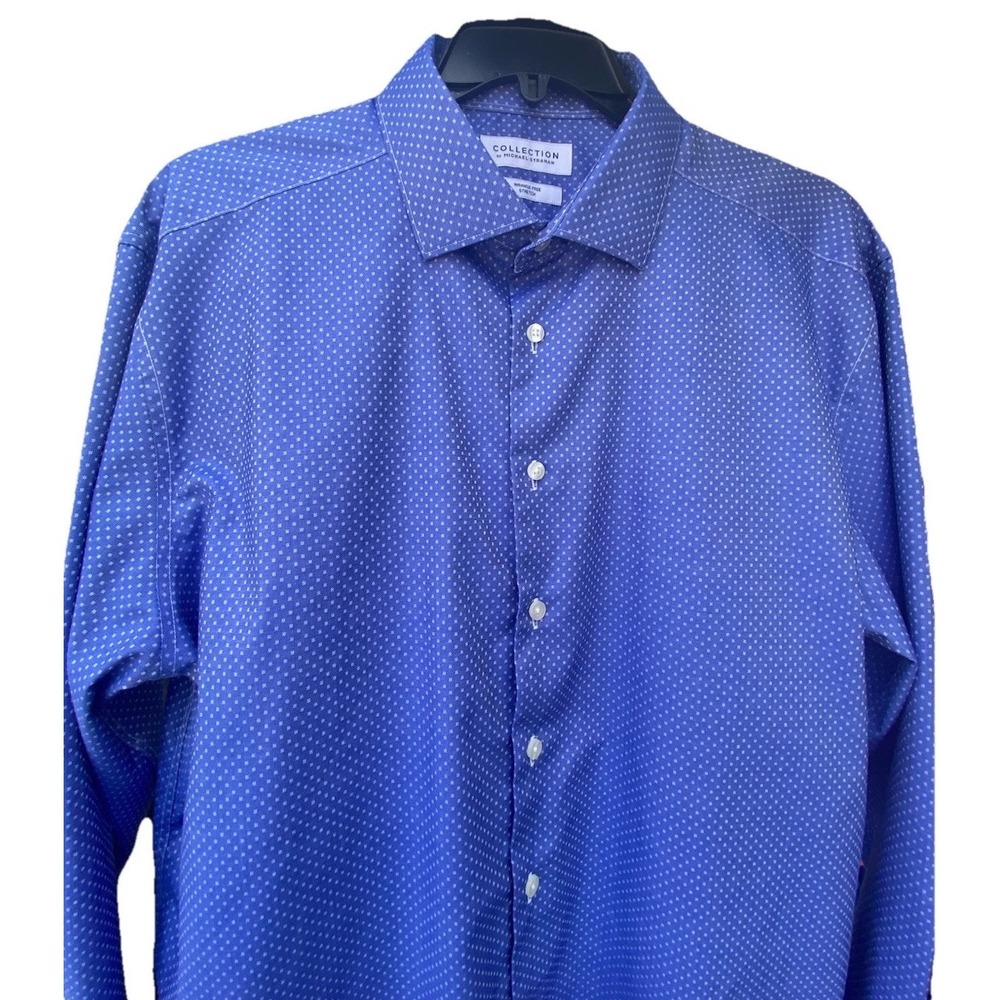 COLLECTION by Michael Strahan  Long Sleeve Blue With Small Squares Size 18 34/35